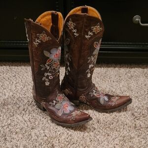 Old Gringo Brown Floral Embroidered Cowboy Boots "Bonnie"